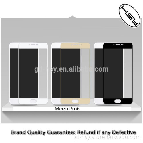 HUYSHE facoty supplier 2.5D full cover waterproof tempered glass screen protector for Meizu Pro 6